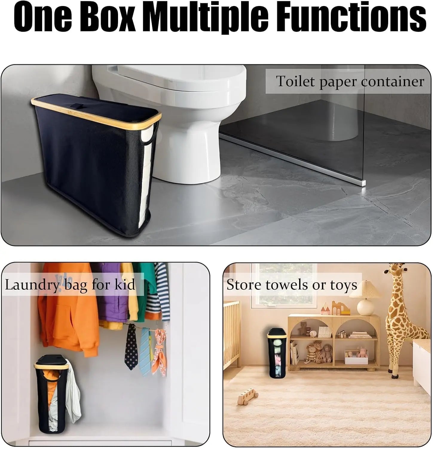 Large toilet paper storage box, laundry basket, clothes storage box, toy storage box, Oxford cloth storage shelf with lid Oasis Select