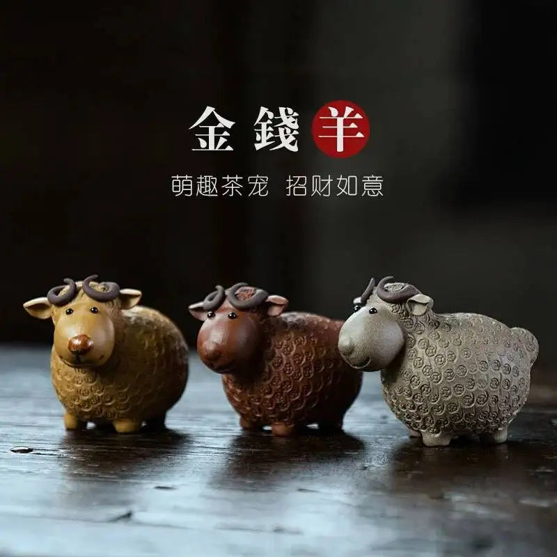 Purple Sand Tea Pet Sheep Ornament Cartoon Cow Sculpture Tea Play Accessories Oasis Select