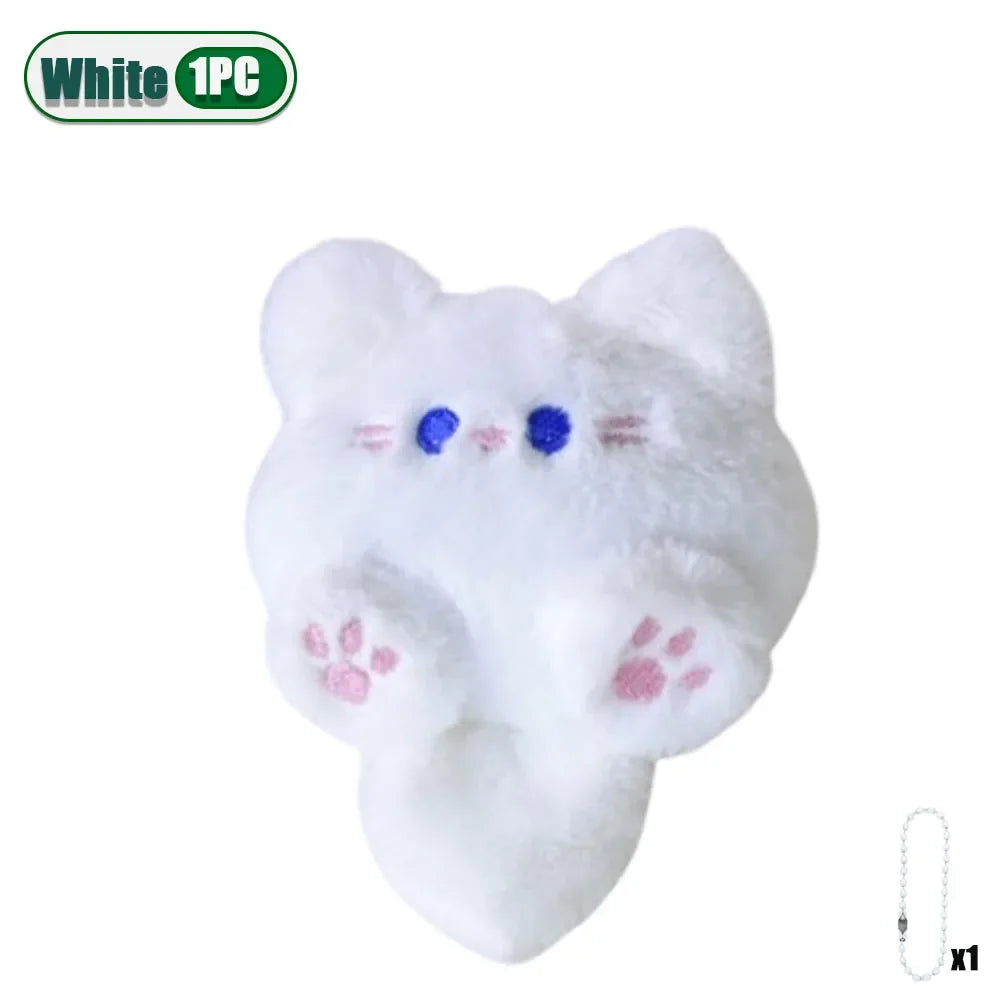 1-20PCS Cute Plush Long Tail Cat Pendant Cat Doll Doll School Bag Charm Key Charm Children's Birthday Gift Holiday Friend Gift Oasis Select White-1PC