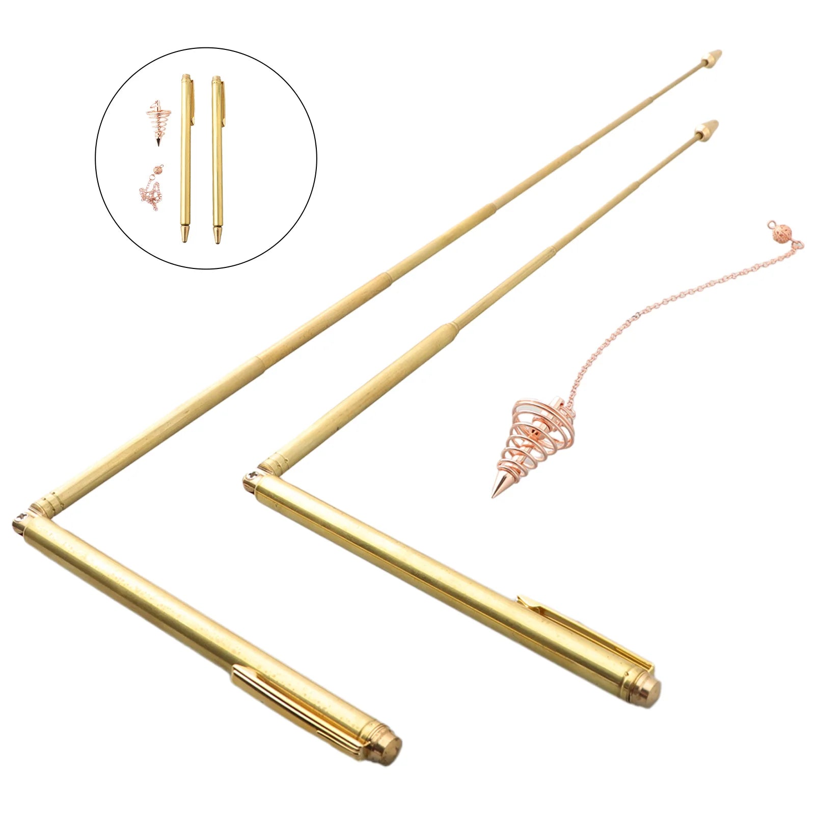3/4pcs 99.9% Copper Detector Rod Metal Detector Rod With Pendulum Pendant For Treasure Hunting Divination Tools Oasis Select 3PCS