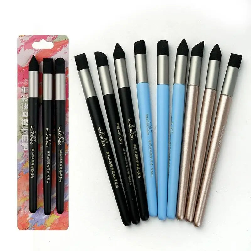 2/3Pcs Non-shedding Soft Sponge Mixing Stumps Multi Shape Tips Oil Pastel Smudge Pen for Art Exam Creation Use Oasis Select