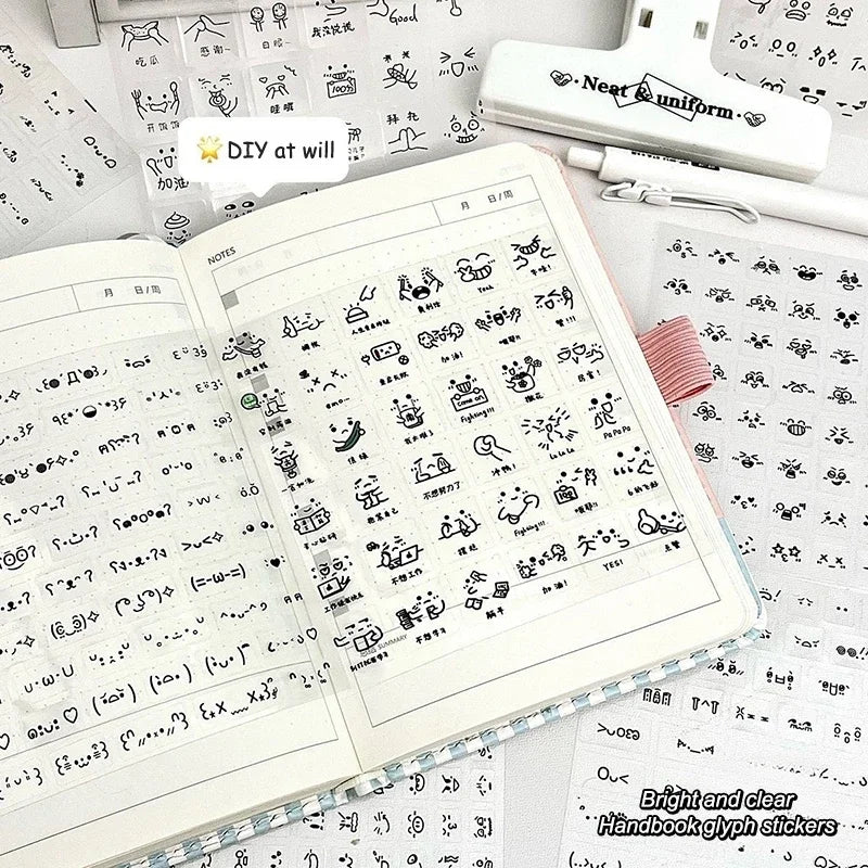 Steve Random 2pcs Cute PET Transparent Emoticon Stickers Journal Decorative Stickers Oasis Select
