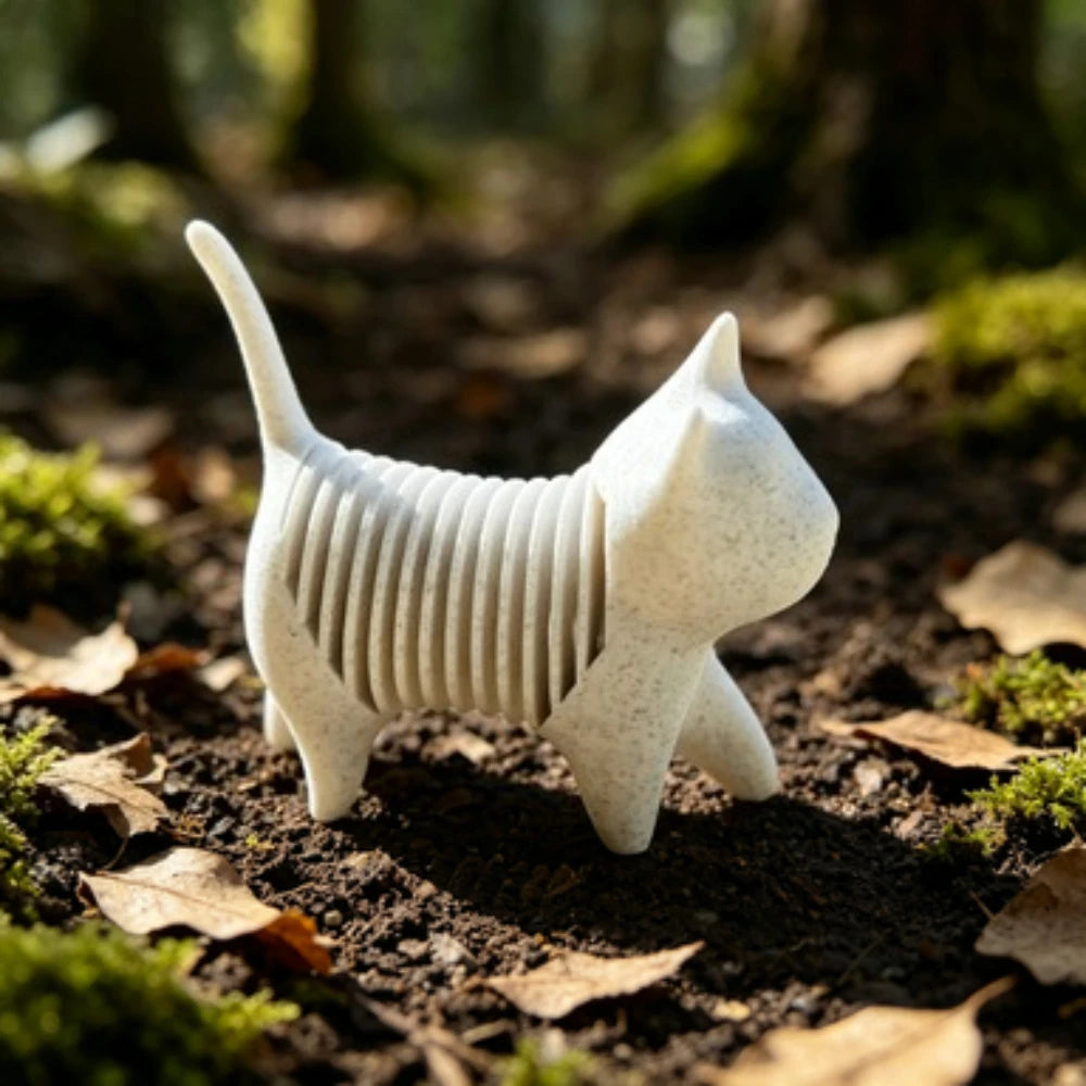 3D Printed Spring Cat Figurine Flexible Wobble Kitty Statue Cute Fidget Cat Desktop Decor Novelty Stress Relief Collectible Gift Oasis Select