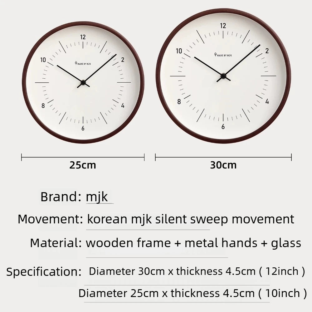 2026 New Solid Wood Wall Clock Modern Simple Silent Quartz Clock Home Living Room Decor Hanging Clock Oasis Select