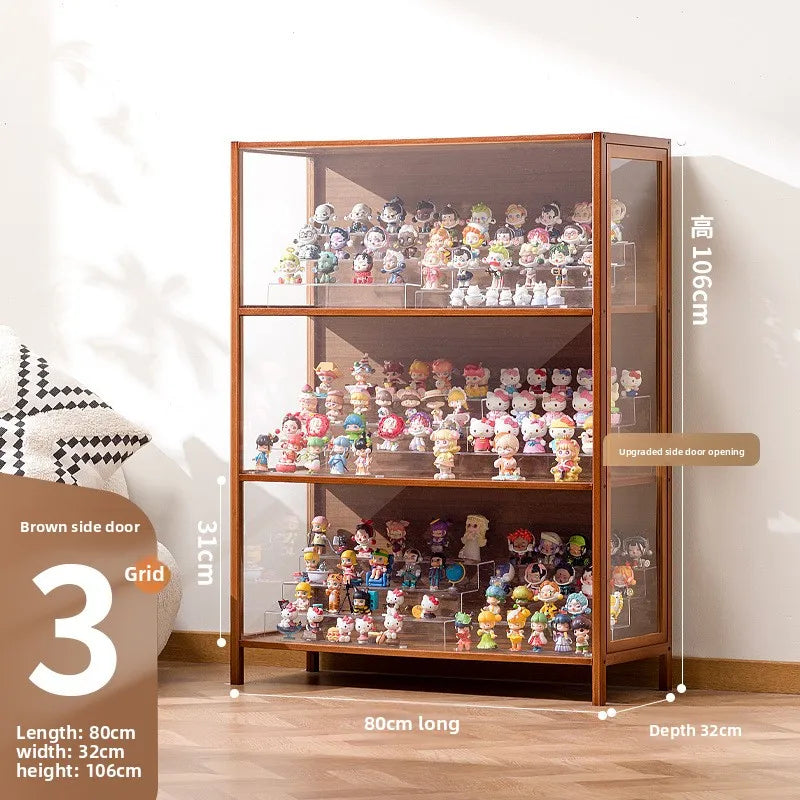 Figure cabinet Glass display cabinet Steel dustproof transparent model Storage cabinet Pain cabinet Toy locker Display bookcase Oasis Select Three doors 80 long