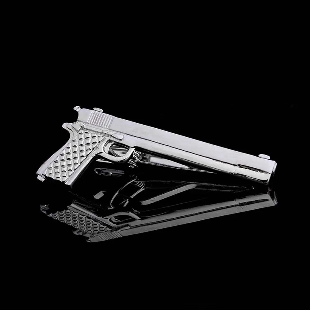 Silver Metal Tie Clip for Men – Key & Glasses Shape Novelty Pin