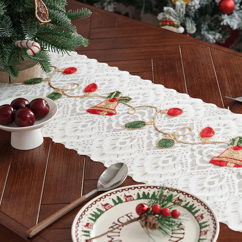 Table Flag American Christmas Bell Hollowed Out Lace Tassel Cover Atmosphere Ins Style Crochet Home Textile Supplies Oasis Select