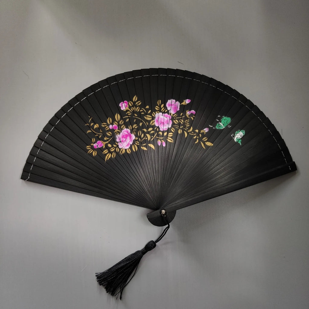 All Bamboo Spray Painting Fan High-end Fine Dance Hollow Carving