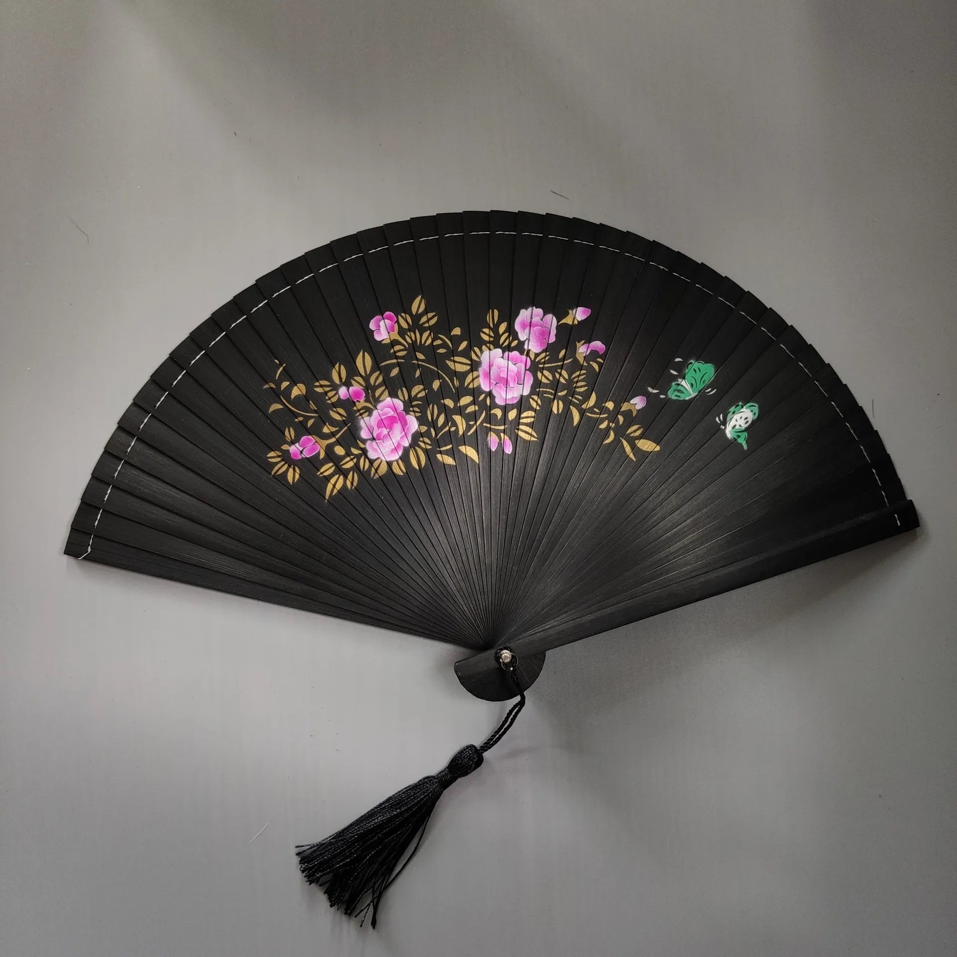 All Bamboo Spray Painting Fan High-end Fine Dance Hollow Carving