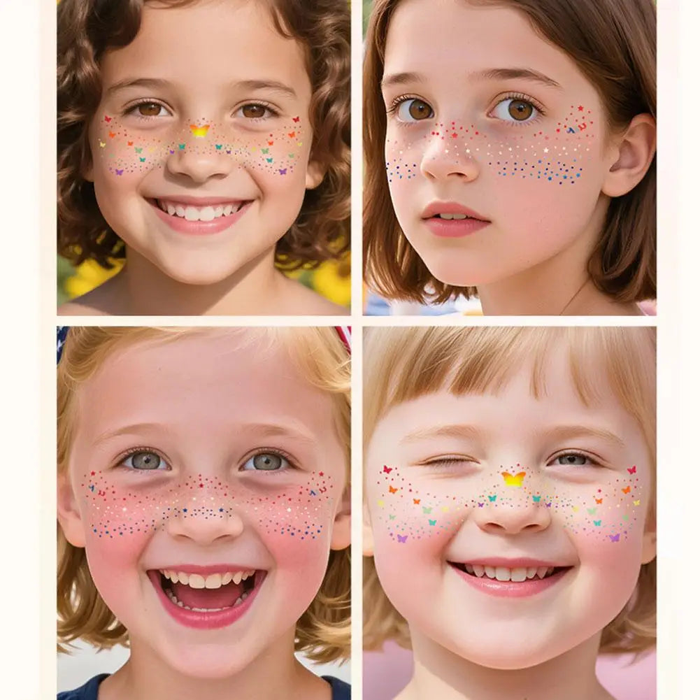 Fourth of July Face Tattoos, 2Pcs Glitter Freckles Face Tattoos Makeup for Independence Day Patriotic Party Supplies Fake Tattoo Oasis Select