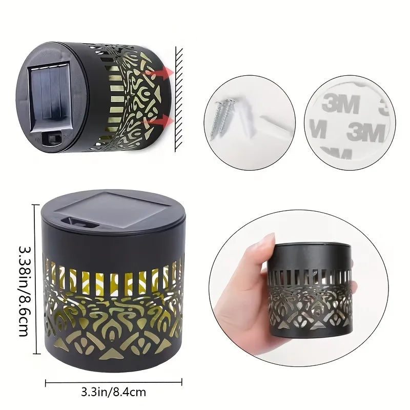 1-8PCS Solar Sunflower Mandala Wall Lantern Outdoor Waterproof Decorative Light for Garden Fence Patio Pathway Night Oasis Select