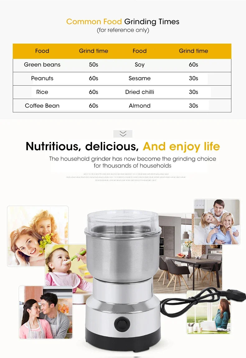 Mini Electric Grinder 300ml Ultrafine Pulverizer for Baby Food Coffee Spice Pepper Grain Mill with 2/4 Blades for Household Use Oasis Select
