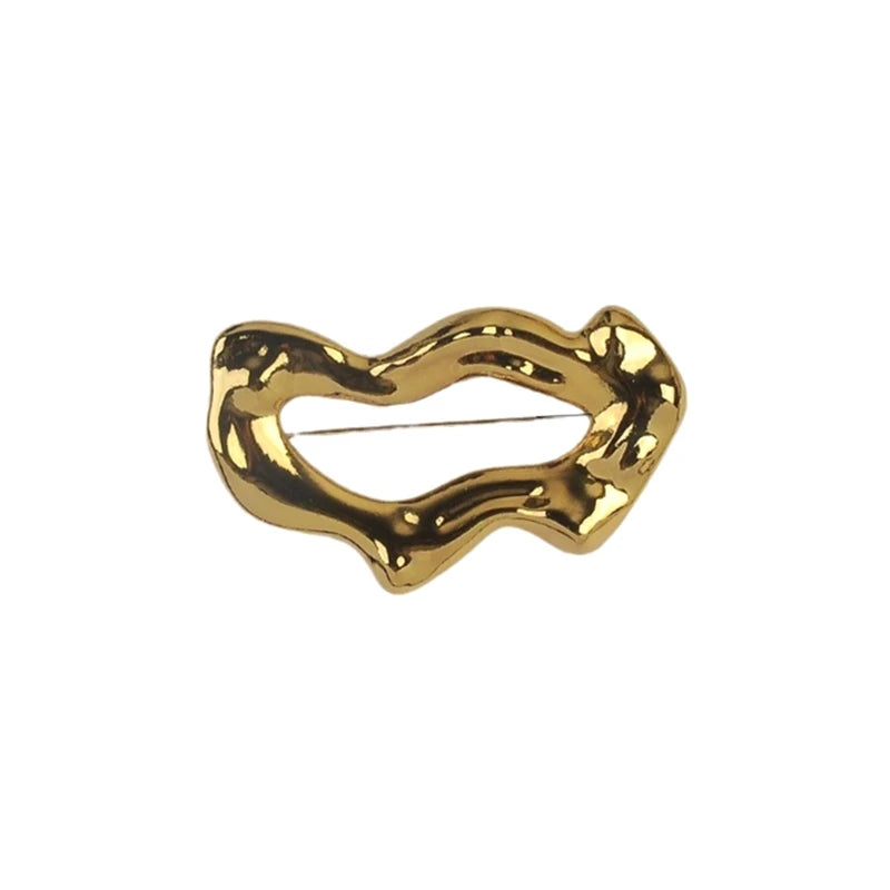 Metal Geometric Brooch Simple Collar Buckles Anti Exposure Multifunction Brooches Pin Accessories For Adult Clothing Ornament Oasis Select golden
