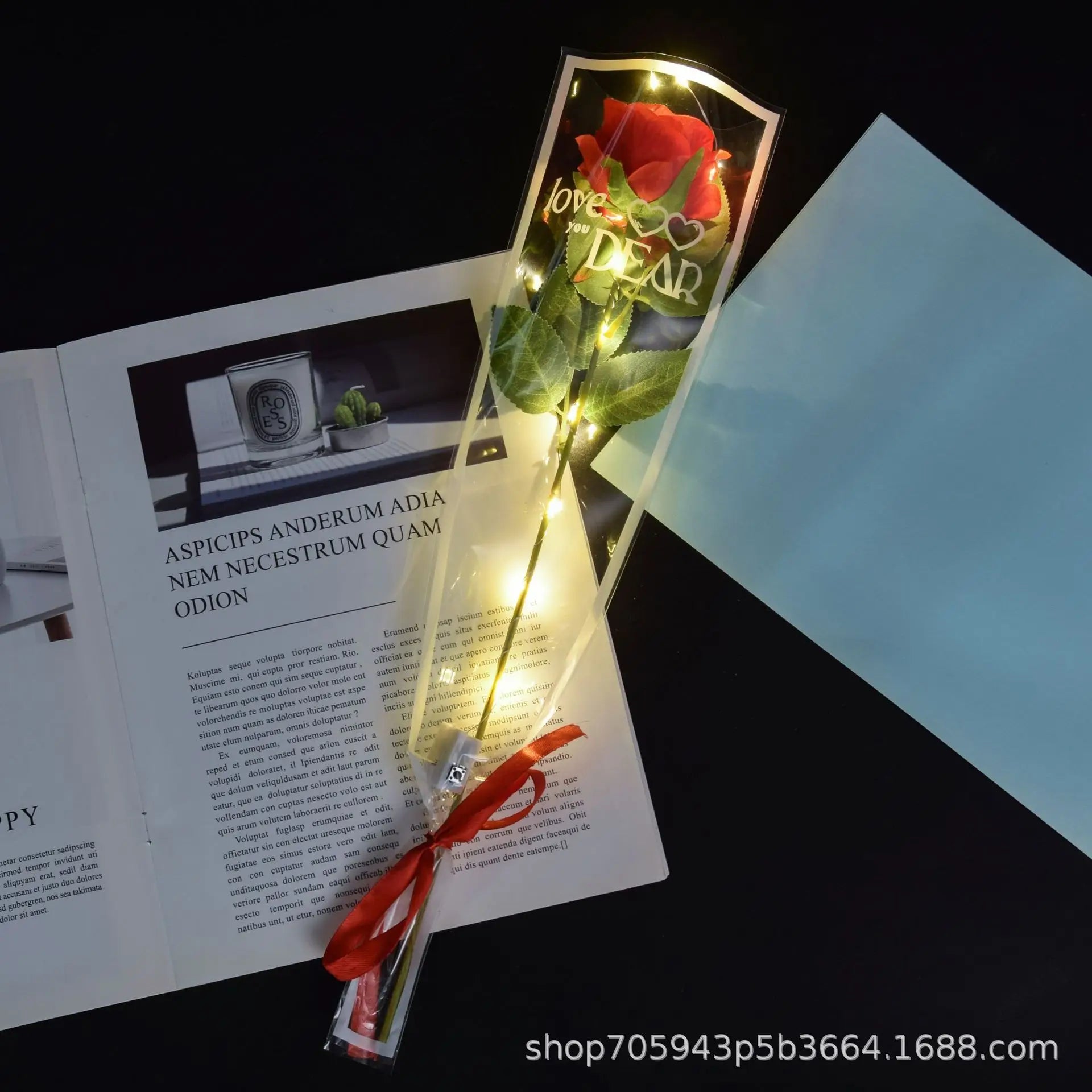 1pcs Led Light Up Glowing Roses Red Flower Bouquet Led Flash Handheld Valentine's Day Glow Party Wedding Decoration Oasis Select red-A
