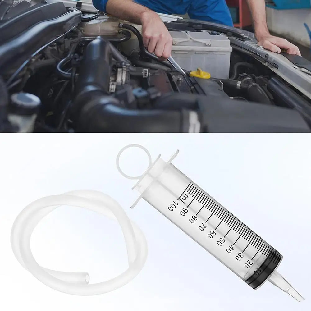 100ml Car Brake Fluid Extractor Syringe Kit With 50CM Hose Oil Pump Motorcycle Maintenance Tools With Clamp Adapter Bleed Screw Oasis Select