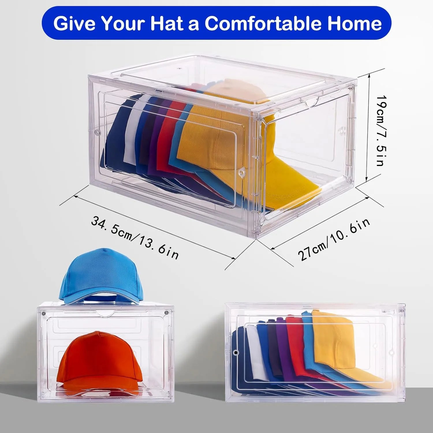 6pcs/set Hat Organizer, Clear Stackable Hat Organizer, Space Saving Foldable Hat Rack, Hat Container, Multi-Functional Organizer Oasis Select