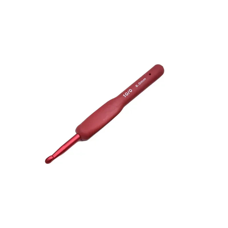 Aluminum Tulip Red Crochet Hook Frosted Handle TPR Silicone Crochet Sweater Knitting Hooks DIY Handmade Crafts Sewing Tools Oasis Select 09-6mm