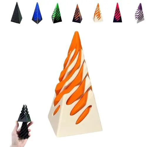 Impossible Pyramid Passthrough Sculpture - 3D Optical Illusion Art Decor Oasis Select orange and white 11x5x5cm 2PCS