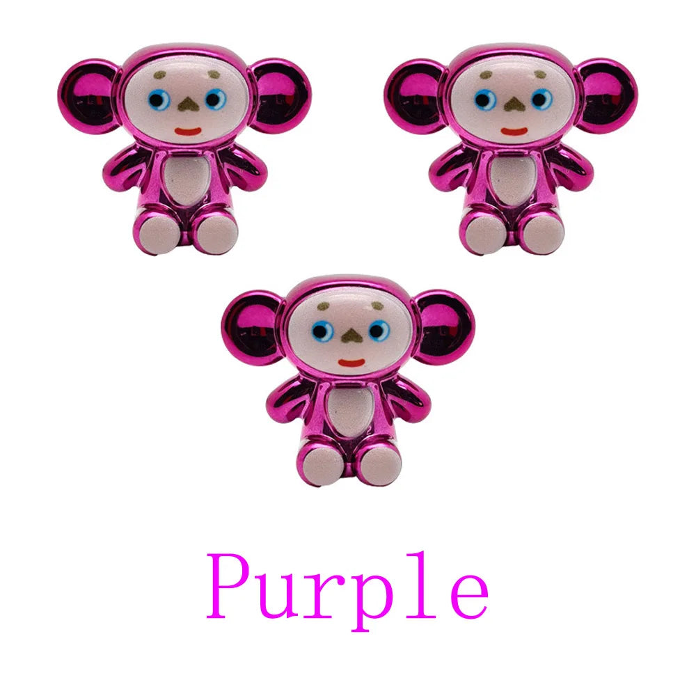Tire Valve Stem Cap Cute Cartoon Monkey Tire Valve Stem Cover for Bikes Corrosion-Resistant Tire Cap Cover for Cars Motorcycle Oasis Select Purple-4Pcs