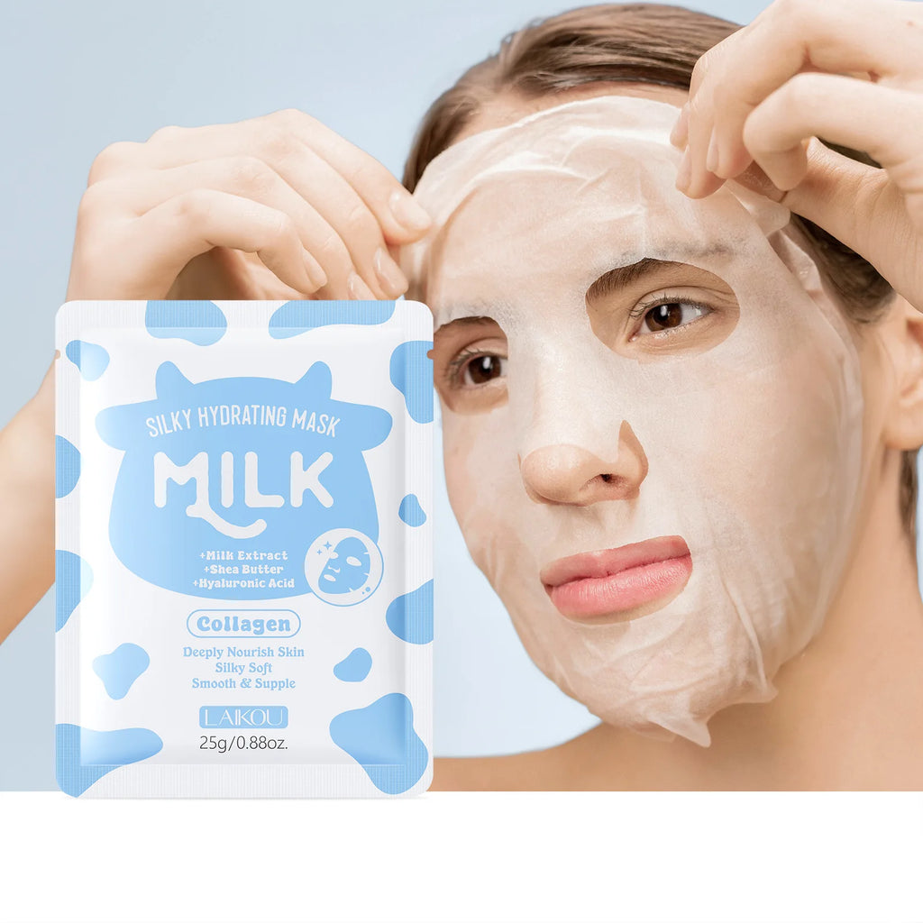 LAIKOU Milk Collagen Sheet Mask – Hydrating & Brightening 25g Collagen Sheet Mask Oasis Select
