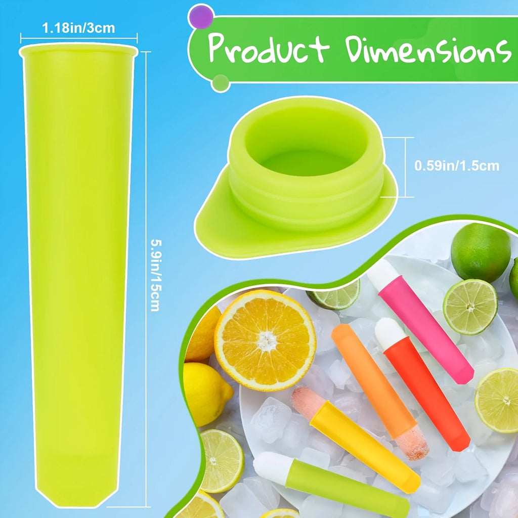 6Pcs Reusable Silicone Popsicle Molds with Lids Tubes Leak-Proof Easy One-Press Release for Homemade Yogurt Bars Juice Popsicles Oasis Select