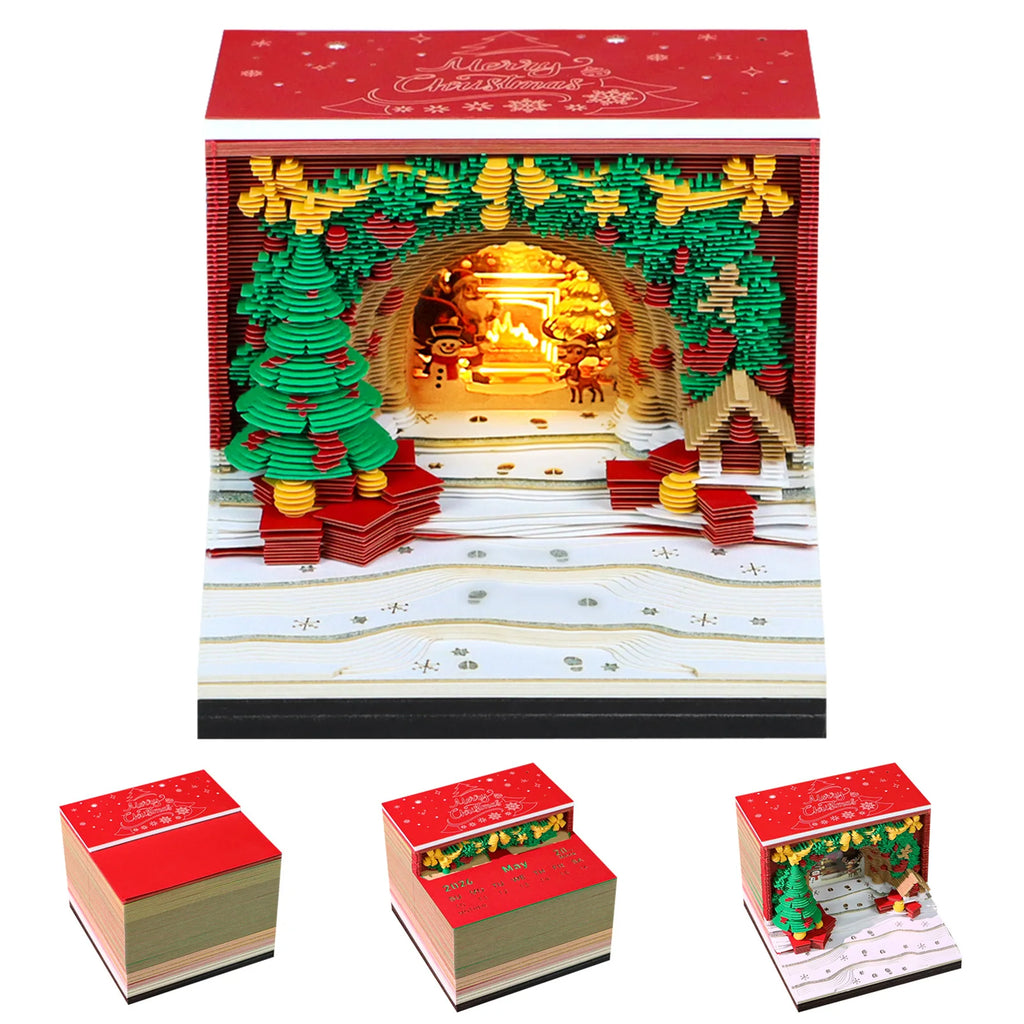 3D Christmas Arch Desk Calendar 2026 | LED Lights & Memo Pad