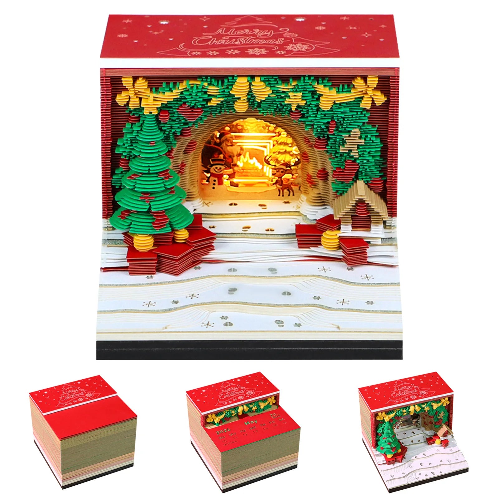 3D Christmas Arch Desk Calendar 2026 | LED Lights & Memo Pad