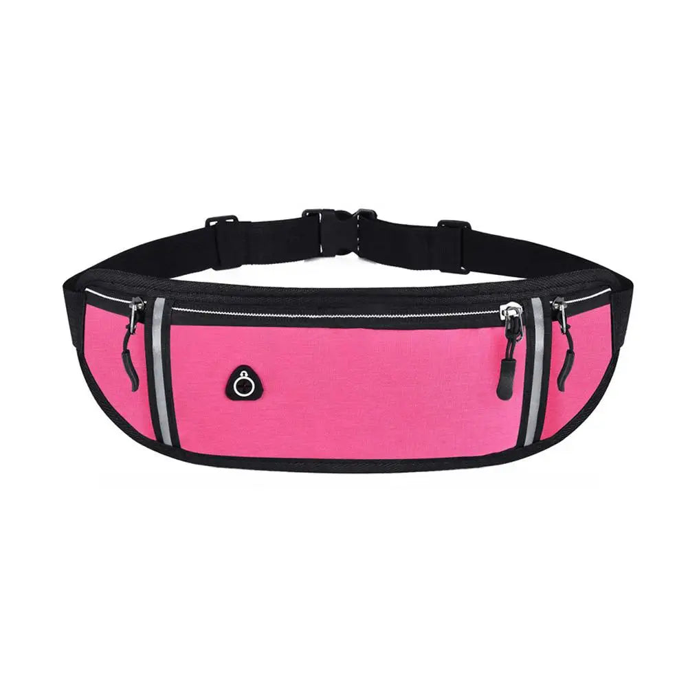 Running Waist Bag Lightweight Waterproof Reflective Strip Waist Fanny Pack Gym Sport Running Waist Pack Adjustable Elastic Strap Oasis Select Pink