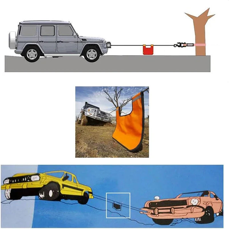 Winch Rope Dampener Blanket Cable Damper Cushion with Pocket Reflective Strips Heavy Duty Car Off-Road Safety Recovery Blanket Oasis Select