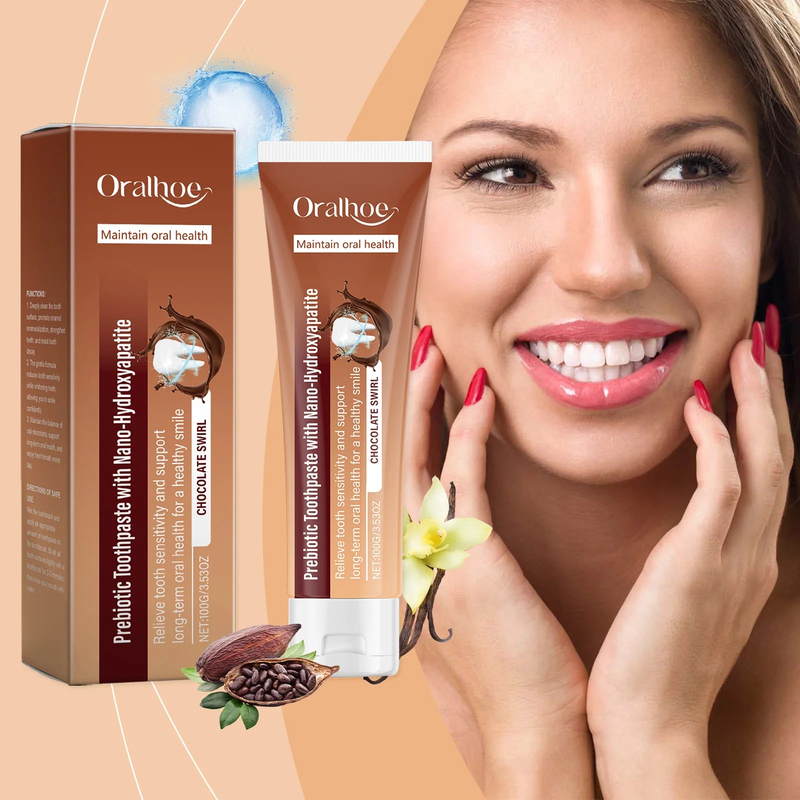 Chocolate Prebiotic Whitening Toothpaste Relieve Tooth Sensitivity Removal Bad Breath Cleaning Long-term Maintain Oral Health Oasis Select