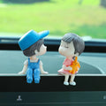 Cute Cartoon Couples Action Figure Figurines Balloon Ornament Desktop Home Decoration Auto Interior Dashboard Decor Oasis Select Blue