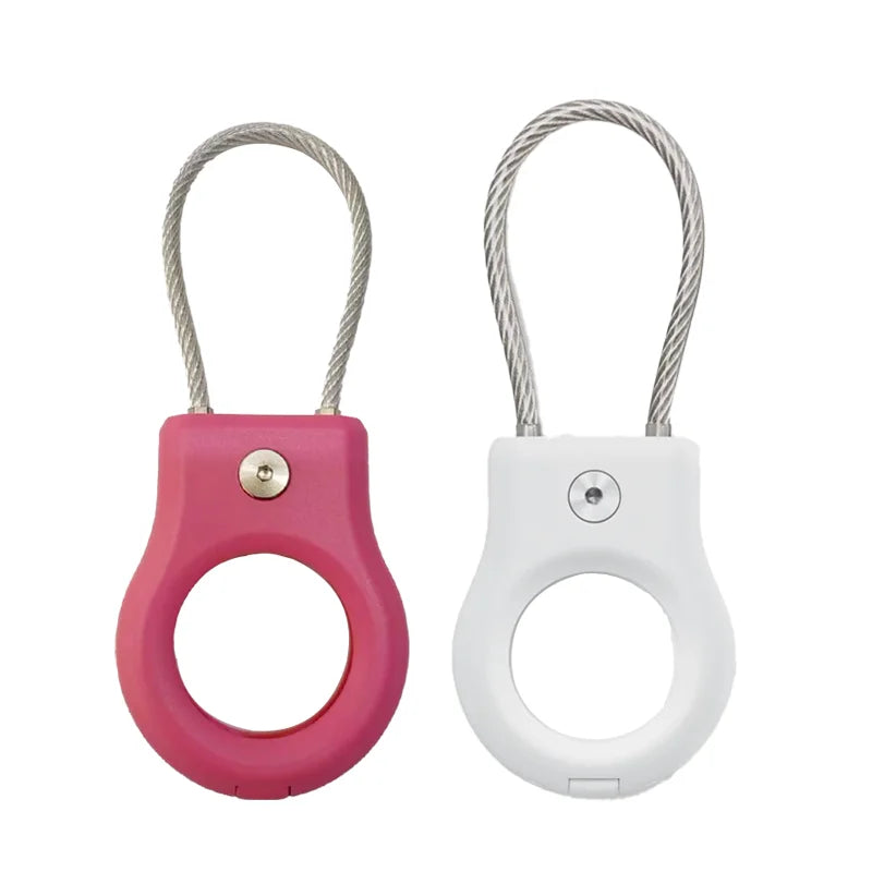 Waterproof Apple AirTag Case with Steel Cable Keychain Holder AirTag Protective Case Oasis Select Pink White