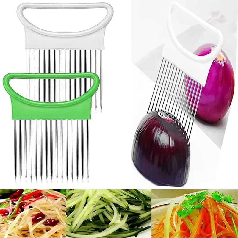 1/3pcs Stainless Steel Onion Knife Holder, Food Slicer, Tomato Onion Knife Holder, Vegetable Cutting Fork, Kitchen Small Tool Oasis Select