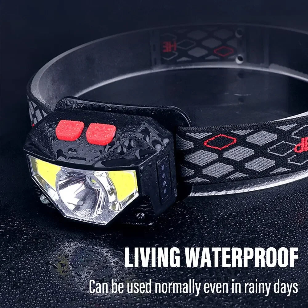 Rechargeable COB LED Headlamp | 8 Modes, Sensor, Waterproof