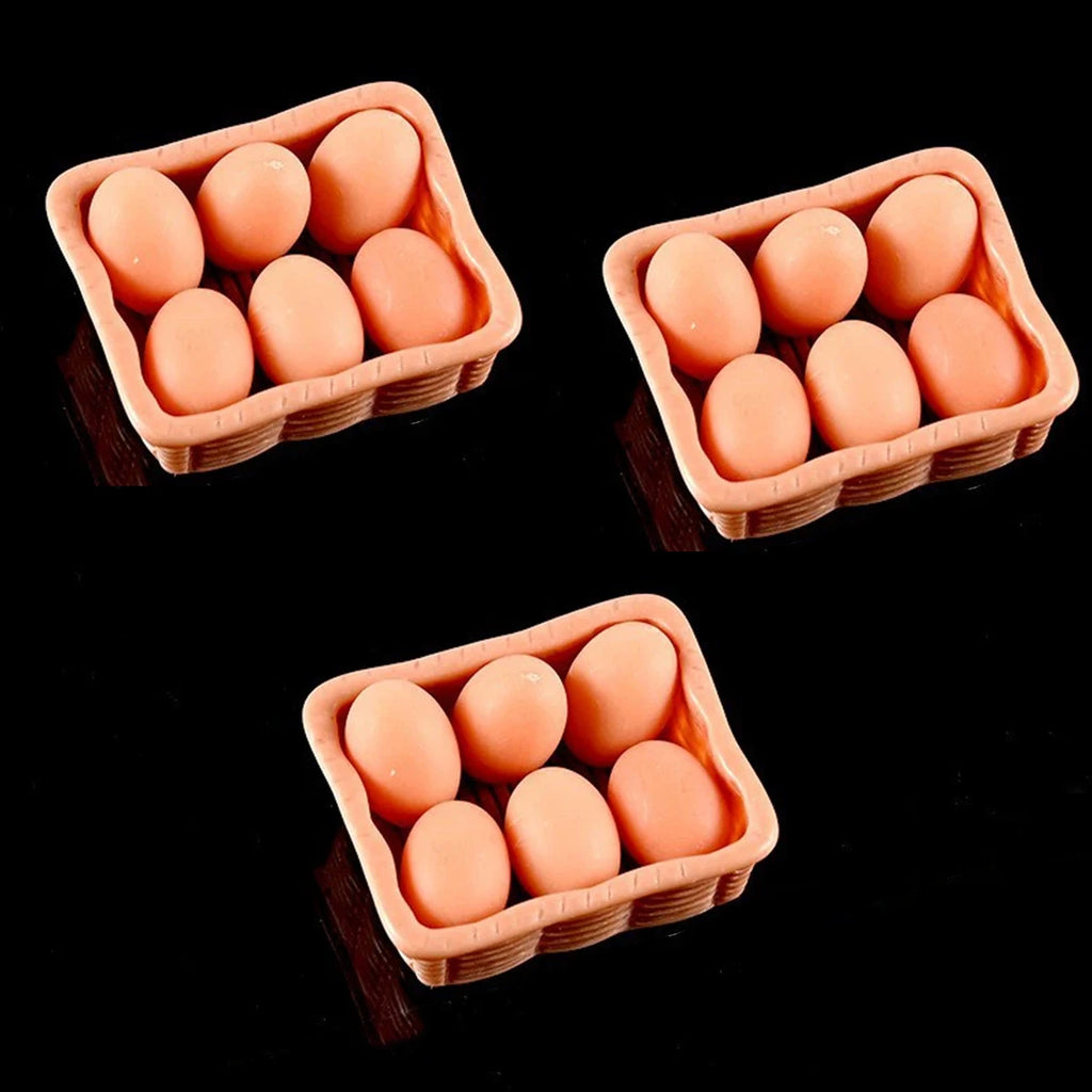 Miniature egg carton simulation decoration 1:12 dollhouse kitchen accessories shooting scene props, decorative ornaments Oasis Select 3 sets of yellow