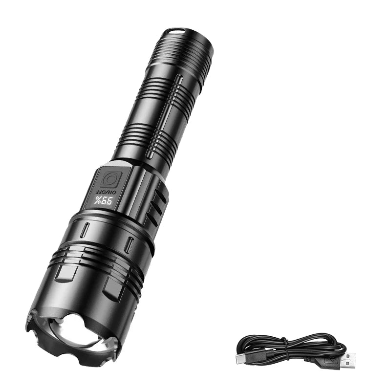 Rechargeable Led Flashlight Super Bright Portable Ultra Power Long Range Tactical Torch Lamp Outdoor Emergency Camping Lantern Oasis Select 1PC