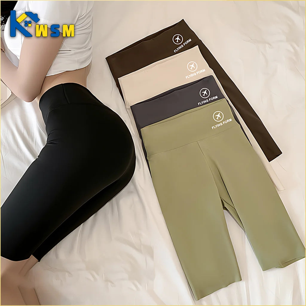 Summer Shark Bottoming Trousers Female External Wear Thin Section High Waist Lift Hip Elastic Yoga Five-minute Trousers Female Oasis Select