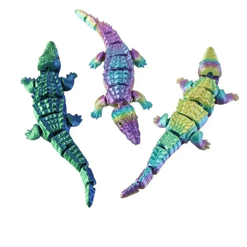 3D Printed Movable Crocodile Model Articulated Rotatable Decoration Funny Office Home Desktop Decor Craft Gift for Adults Oasis Select