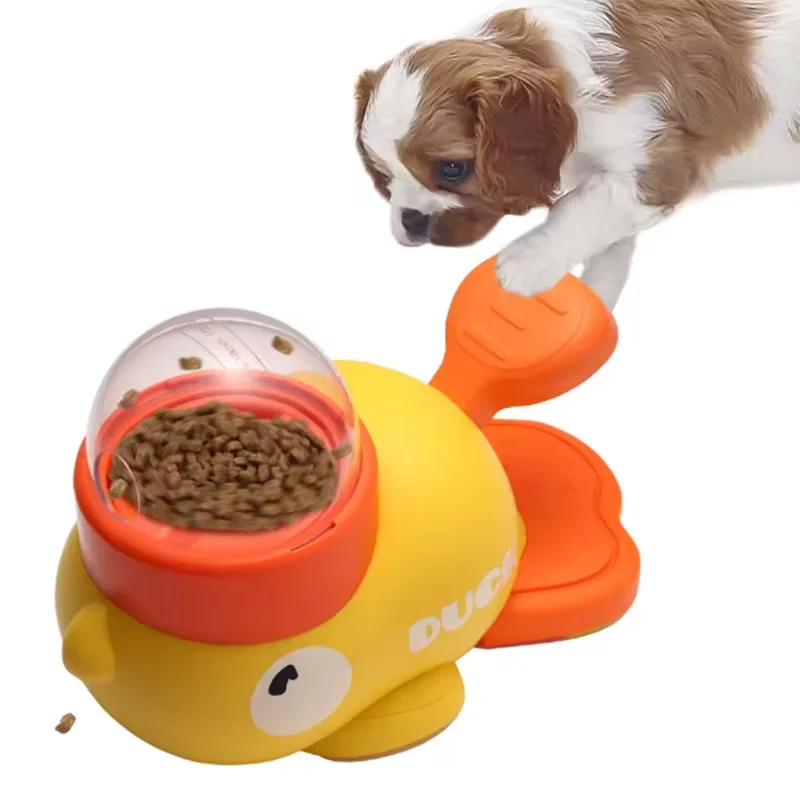 Interactive Pet Puzzle Feeder Little Yellow Duck Food Leak Toy Non-slip Base Slow Eating Bowl for Puppy Cat Daily Entertainment Oasis Select