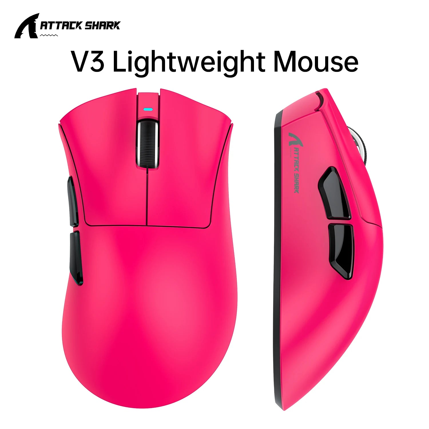 Attack Shark V3 Gaming Mouse Bluetooth Wireless, Tri-Mode, PAW3311&25000 DPI, 1KHz Polling Rate,Lightweight 65g, 500mAh Battery Oasis Select V3 Berry red