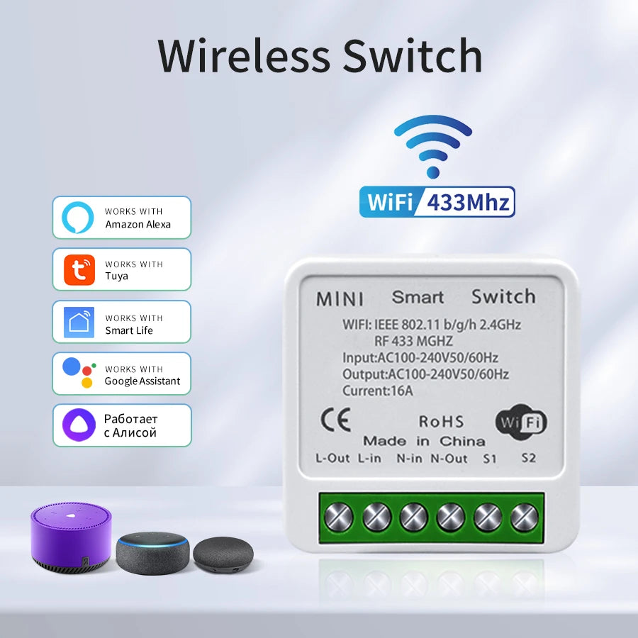 Tuya WiFi RF433MHz Smart Wall Switch 1/2/3 Gang | Alexa Google Smart WiFi Switch Oasis Select Only 16A