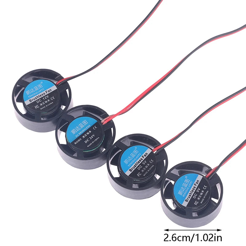 1Pc Notebook Micro Cooling Fan 25.5x10mm 5V 9V 12V 24V Round Mini For Led Lamps Computer Radiator Oasis Select