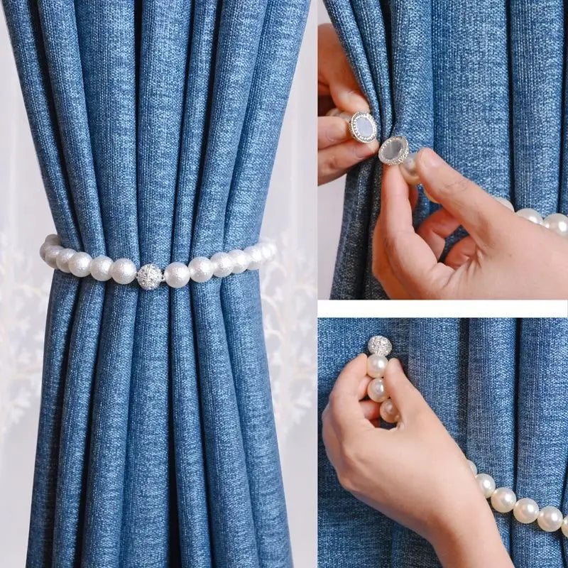 Pearl Magnetic Curtain Tie Backs Curtain Buckle Curtain Rope Holder Hook Curtain Binding Strap Kids Room Decoration Accessories Oasis Select