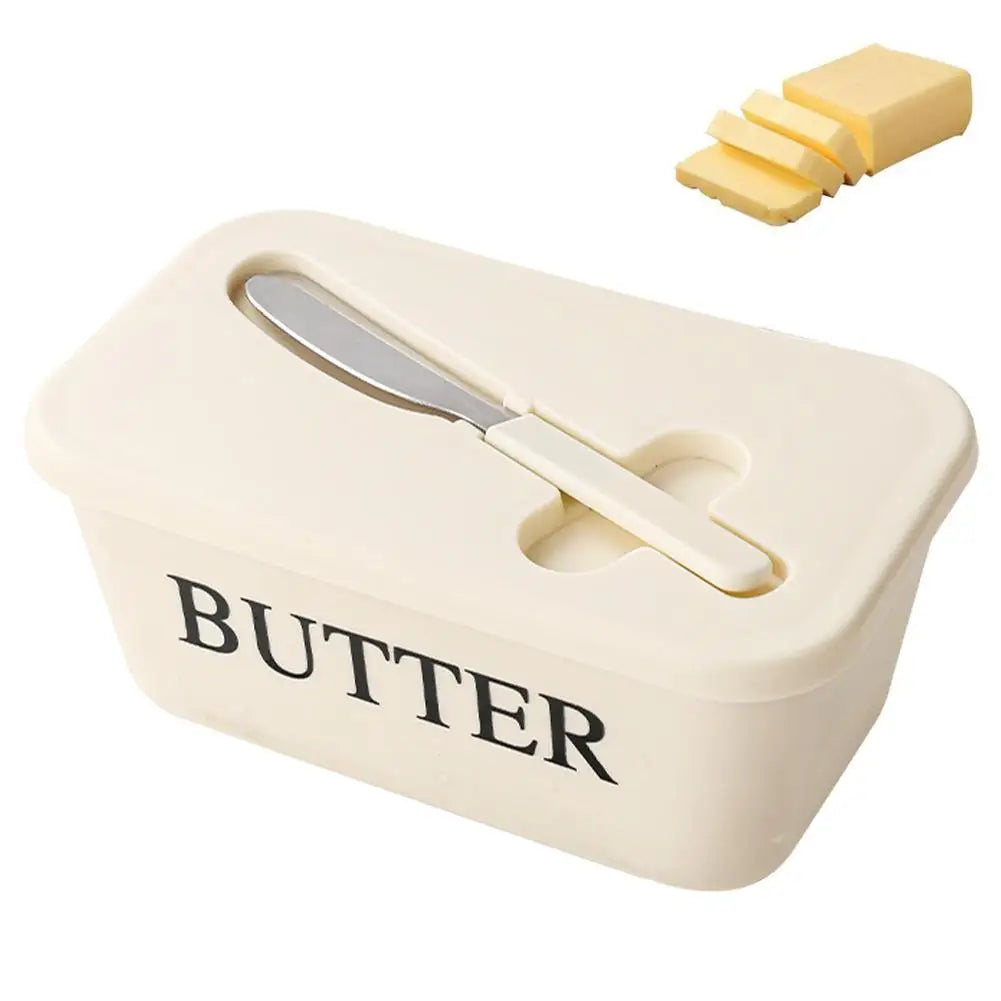Airtight PP Butter Dish with Lid & Spreader – Fridge Keeper