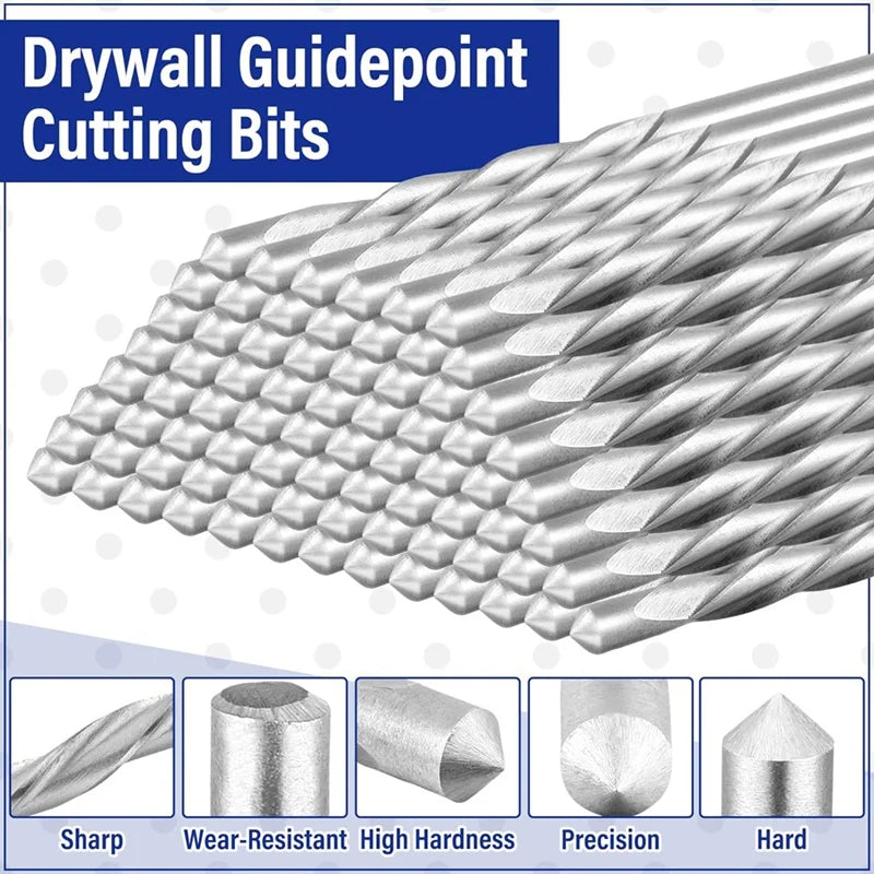 WISH 100Pcs Drywall Drill Bits Pilot Point Cutting Drill Bits Diameter Drywall Router Drill Bits Drywall Tools For Spiral Saw Oasis Select