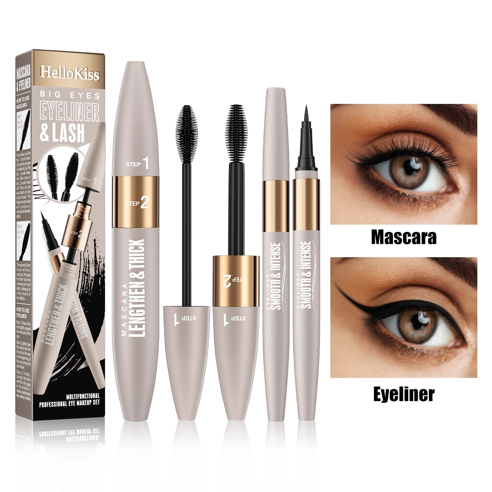 Hello Kiss Waterproof Eyeliner & Mascara Combo Set