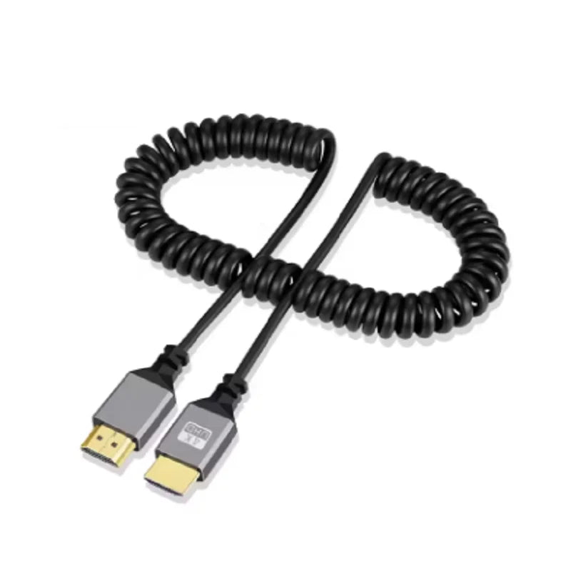 4K60HZ 0.5-2.4M 4K HDMI-Compatible TO HDMI Coiled Extension Flexible Spiral Cable 4K HDMI Male to Male Plug Cable Oasis Select