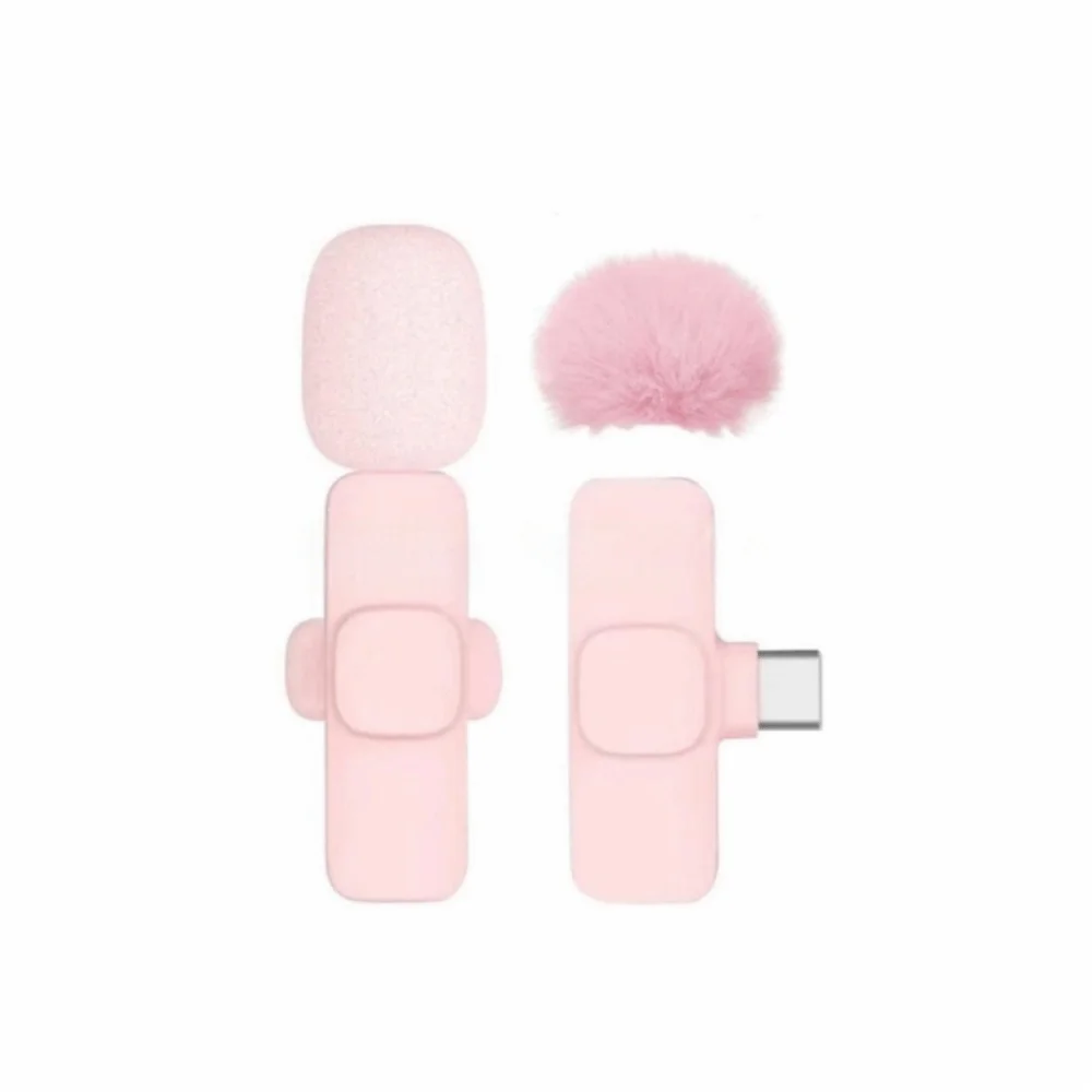 1/2Pcs Wireless Lapel Microphone Noise Reduction USB-C Connector Mini Microphone Pink Studio Quality Mobile Phone Microphone Oasis Select mic Pink ball