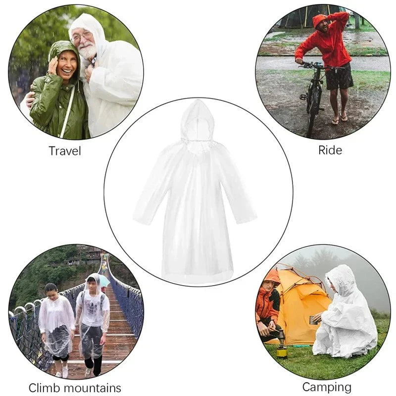 1/6PCS Disposable Waterproof Raincoat Outdoor Hiking and Mountaineering Emergency Transparent Adult Raincoat Poncho Raincoat Oasis Select