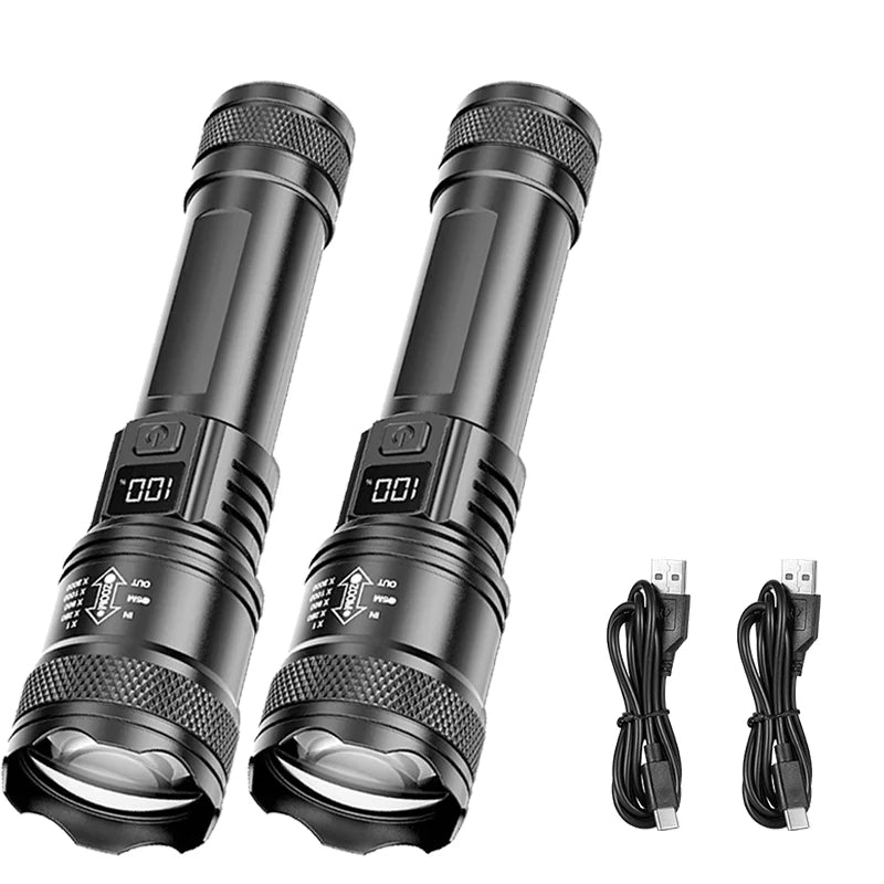 2000LM Tactical LED Flashlight | USB-C Rechargeable & Zoomable